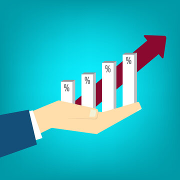 Revenue Growth Business Illustration with Rising Arrow and Percentage Graph