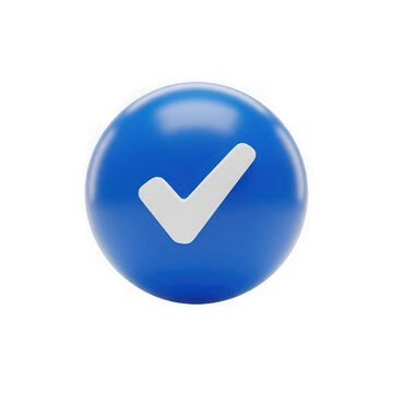 Blue circle button with white check mark icon