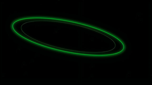 Green glowing ring in dark space