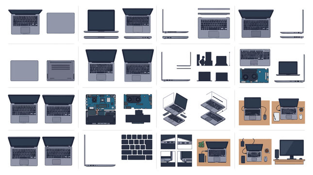 Technical laptop hardware schematics and internal components