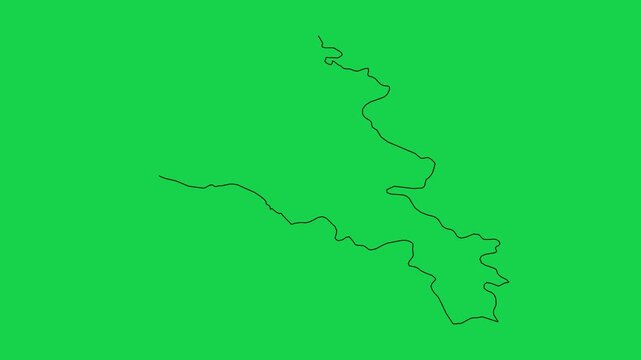 Armenia map contour drawing animation isolated on green screen for chroma key compositing.