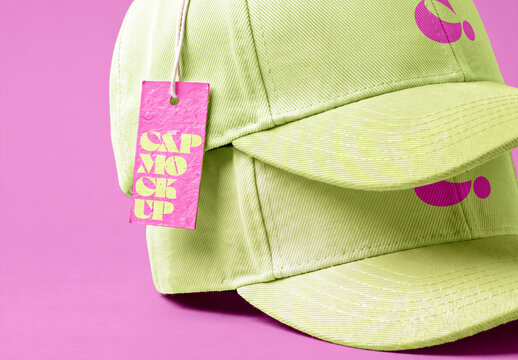 Cap With Hang Tag Mockup