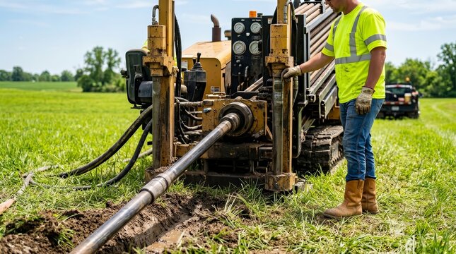 Horizontal directional drilling machine used for trenchless communications and fiber optic laying.