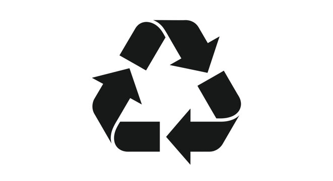 Recycling Symbol Silhouette On White Background recycle