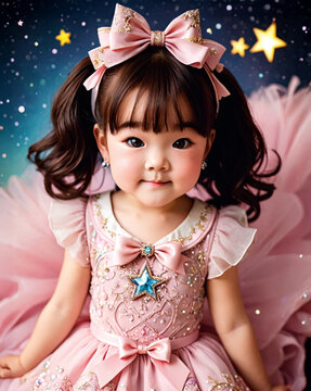 little girl in pink dress -Generative AI
