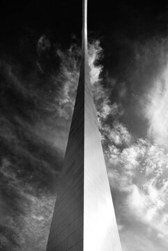 St Louis Arch Metal Gateway Landmark Bright Sunlight with Blue Sky and Clouds