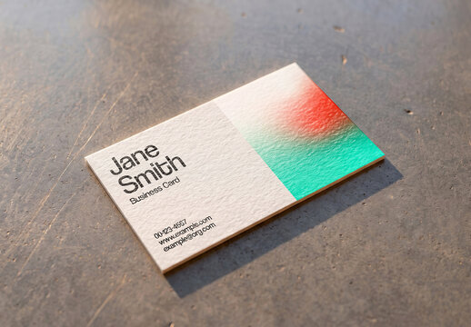 Business Card On Metal Surface Mockup