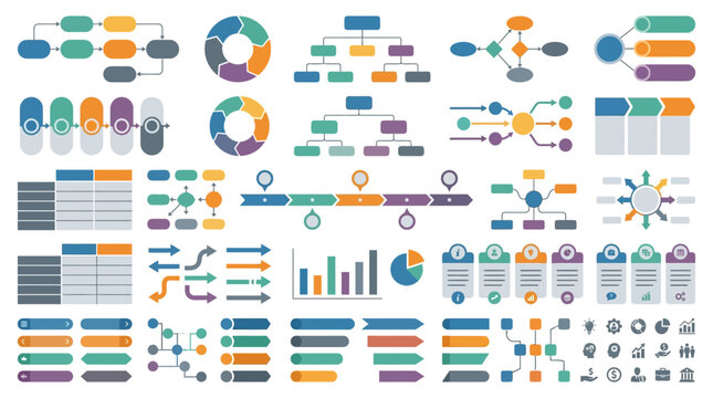 Business infographic elements and data visualization chart set.