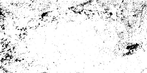 Fototapeta premium Distress urban overlay spotted concrete grain surface grainy noise rust wall grunge black splatter and white background. damaged chalk crack rough ink wall texture.