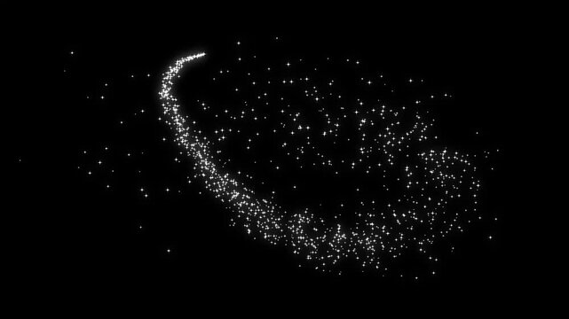 Twinkling star sparkle animation 4k, white cartoon doodle stars blinking with glowing light effect, glitter particles, magic shining star dust trail, festive overlay motion graphics on black screen.