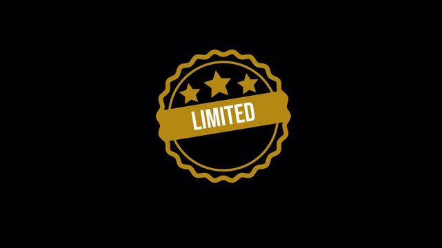 Premium Gold Limited Edition Seal Animation on Black Background. 4k