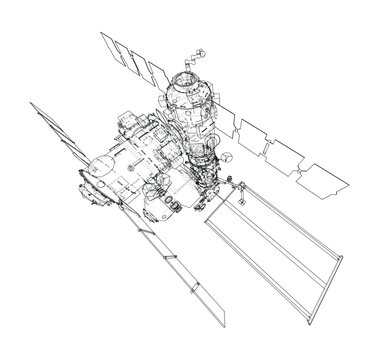 detailed illustration of a spacecraft in orbit