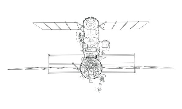 detailed illustration of a spacecraft from above