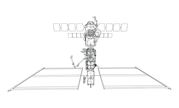 a space station in a minimalist style. Vector