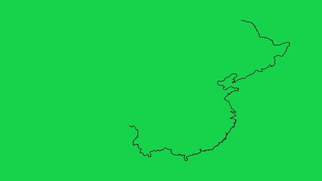 Animated outline map of China appears on a green background with time stamp.