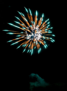 beautiful fireworks with expoloding colors against a dark sky