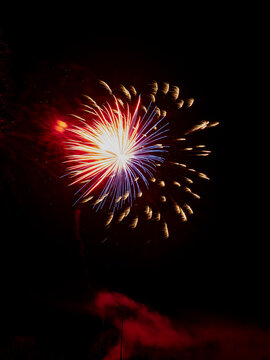 beautiful fireworks with expoloding colors against a dark sky
