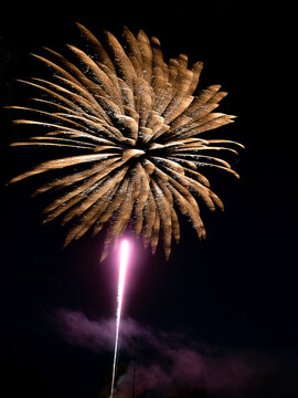 beautiful fireworks with expoloding colors against a dark sky