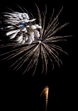 beautiful fireworks with expoloding colors against a dark sky
