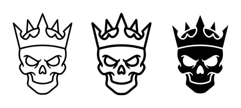 Skull King Icons, Royalty Symbol Vector Art, Dark Royalty Emblem