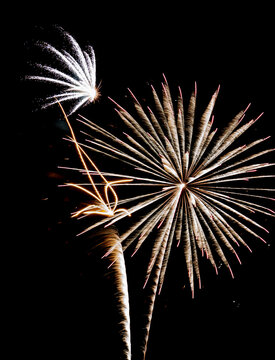 beautiful fireworks with expoloding colors against a dark sky
