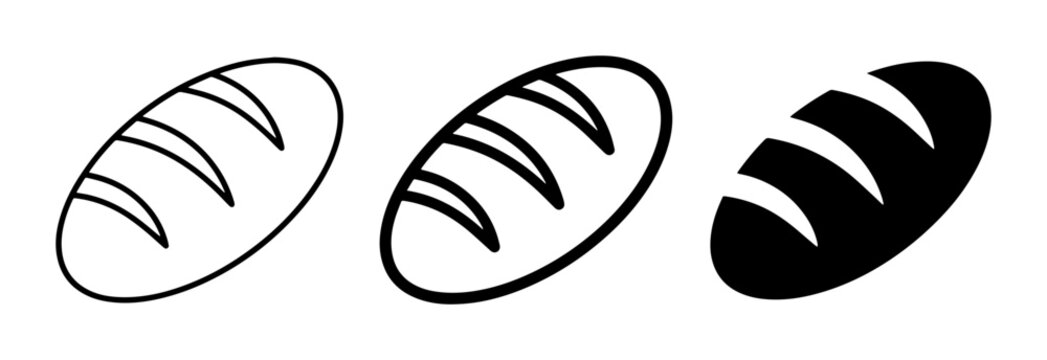 Bread Icons: Outline, Filled, and Silhouette Loaf Designs, Bakery Graphics