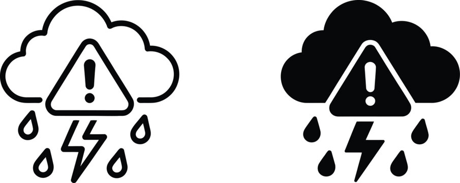 Stormy weather warning icons vector illustration