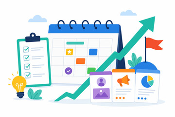 Fototapeta premium Business Growth Calendar Planning Startup Vector Concept