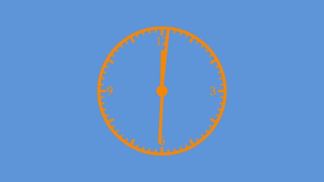 Clock Counting Down 24 Hour Day Fast Speed. Clock with moving arrows. Abstract new analog clock icon animation.