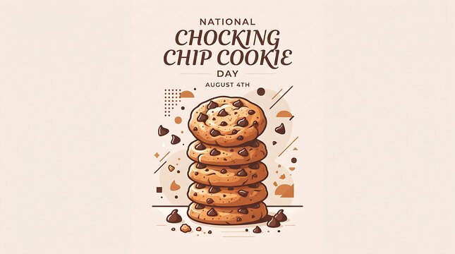 Stack of chocolate chip cookies with chocolate pieces. Delicious baked treats for dessert or snack.