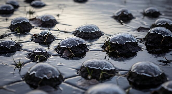 Turtles Swimming in Water Closeup Shot.