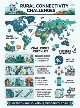 Rural connectivity challenges and digital divide infographic