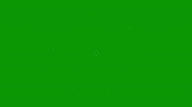 Circle burst white line shape, pop-up motion graphics with shiny circle ring highlights, blast on green screen background, firework burst line animation, chroma key overlay, 4k explosion animation