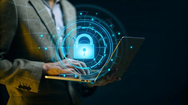 Cybersecurity data protection shield animation with digital lock icon, secure network encryption, Digital cybersecurity and network protection