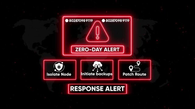 Zero-day cyber security alert interface with emergency response protocols