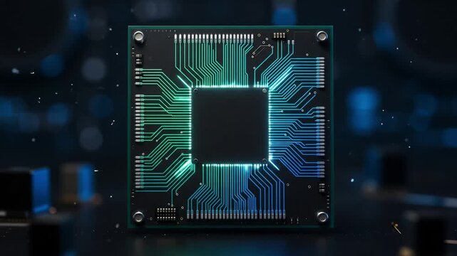 Computer cpu microprocessor processing data on circuit board