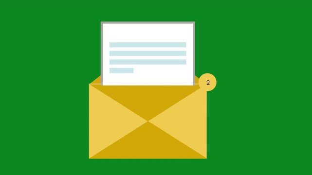 Yellow envelope animation showing letter emerging from modern digital clip