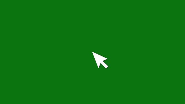 White computer mouse arrow cursor animation clicking on green screen footage