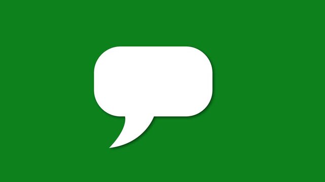 White speech bubble motion graphic animation on solid green background