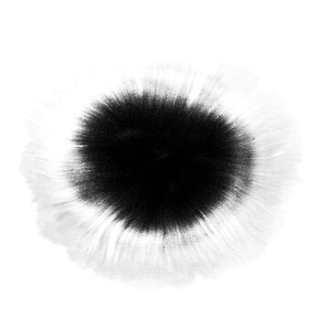 Soft radial ink burst with feathery blurred edges in oriental sumi-e style on white