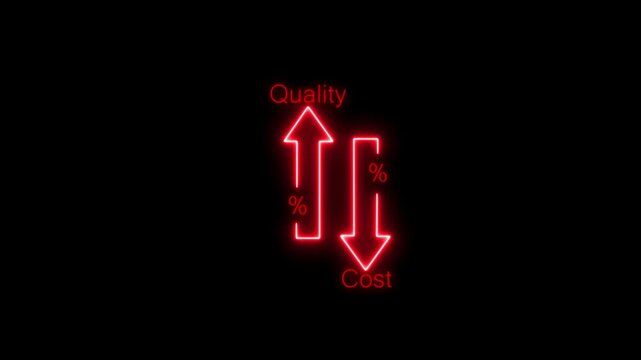 Neon up cost down infographic: business growth and efficiency concept