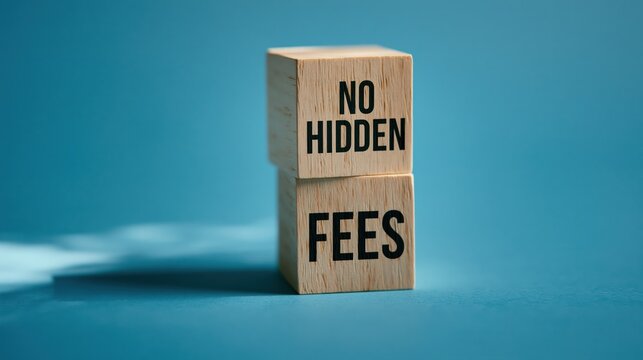 no hidden fees during a corporate financial transaction Wooden blocks stacked together communicate a clear message about 