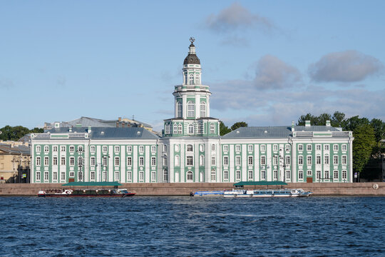 ST. PETERSBURG, RUSSIA - AUGUST 3, 2026: View of the historic Kunstkamera building (Peter the Great Museum of Anthropology and Ethnography) on an August day