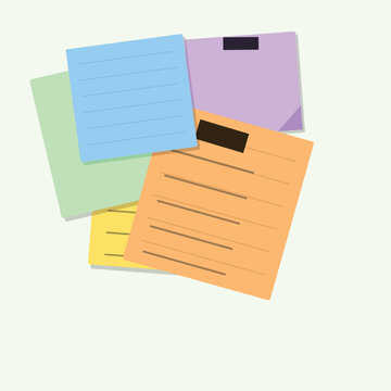 Colorful overlapping paper documents with tabs