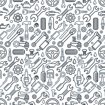 Various Car Engine Parts Icons Illustration.