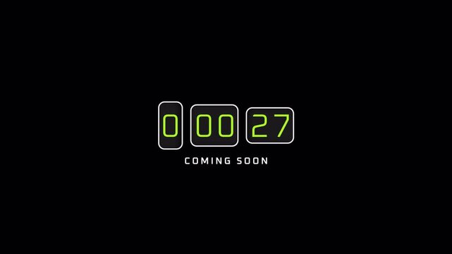 Digital Countdown Timer Displaying Coming Soon Animation.