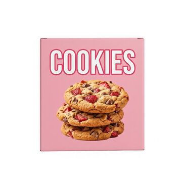 A stack of delicious chocolate chip and strawberry cookies isolated on transparent background
