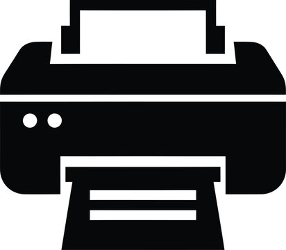 Silhouette vector digital office printer flat icon for business design