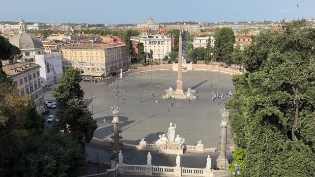 Piazza del Popolo seen from the Pincio Terrace, Rome, Italy
