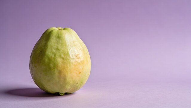 Minimalist close-up of a ripe papaya fruit against a soft purple gradient background